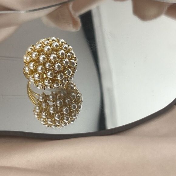 Golden Blossom Pearl Cluster Ring - Picture 9 of 10